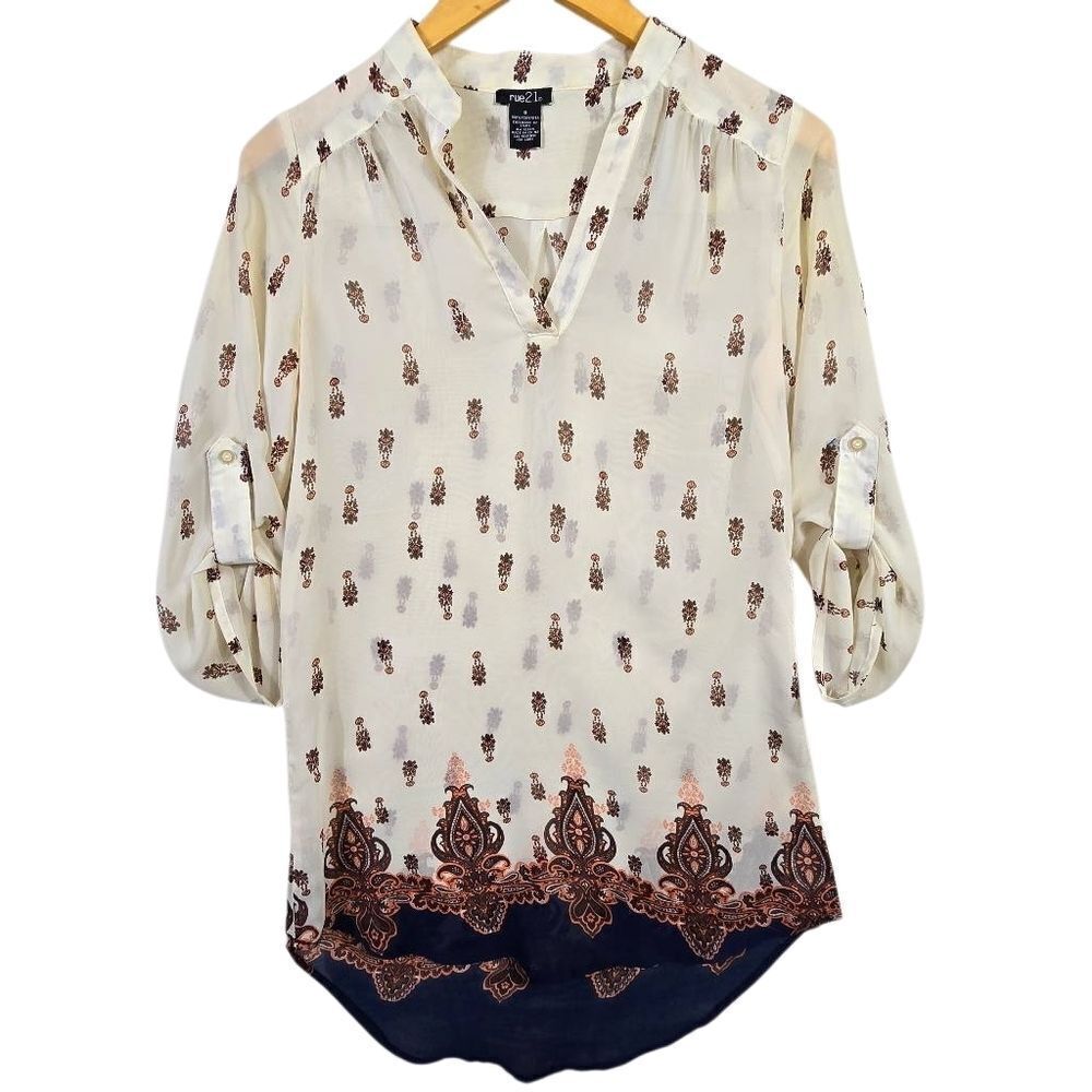 rue21 Cream Printed Tunic Blouse